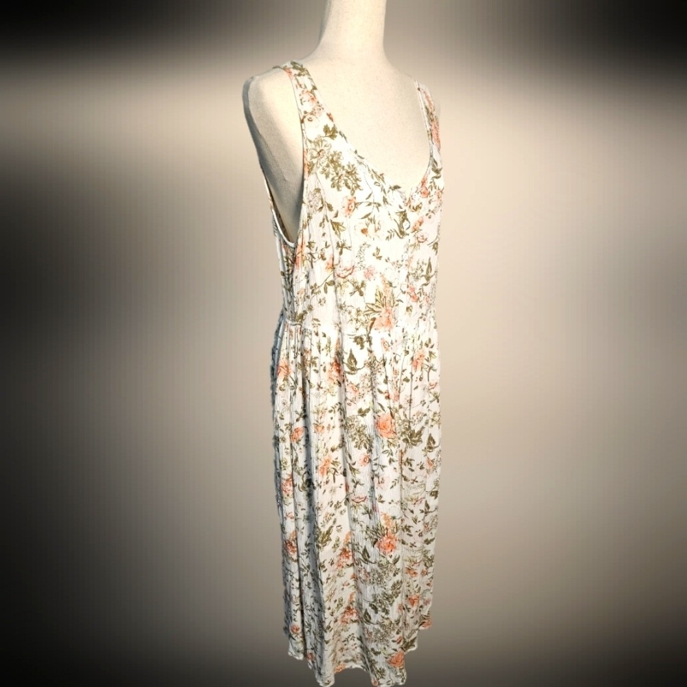 Frye White Floral Sleeveless Tank Midi Dress Size Large - Picture 4 of 11